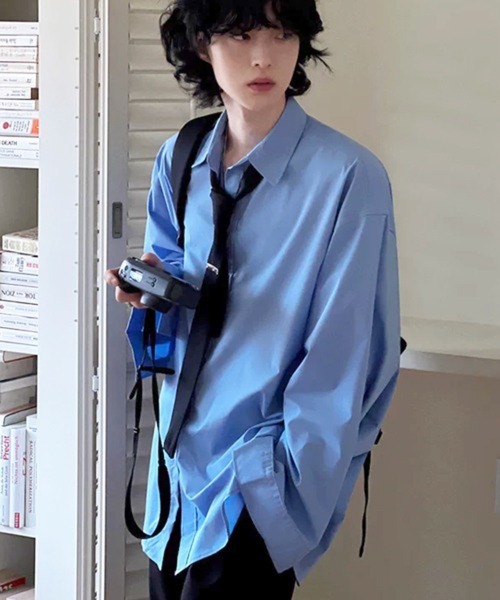 NOWLE(ノウル)の「【NOWLE】ルーズシルエット ボリュームスリーブ クリーンブロードシャツ / コットンシャツ(シャツ/ブラウス・メンズ・ホワイト/ライトブルー・MEDIUM/LARGE)」の7枚目の写真