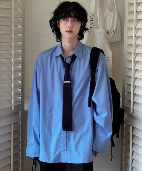 NOWLE(ノウル)の「【NOWLE】ルーズシルエット ボリュームスリーブ クリーンブロードシャツ / コットンシャツ(シャツ/ブラウス・メンズ・ホワイト/ライトブルー・MEDIUM/LARGE)」の9枚目の写真