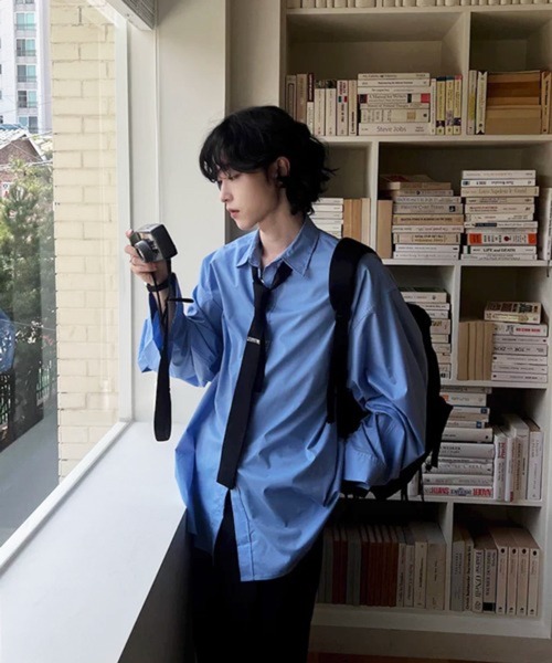NOWLE(ノウル)の「【NOWLE】ルーズシルエット ボリュームスリーブ クリーンブロードシャツ / コットンシャツ(シャツ/ブラウス・メンズ・ホワイト/ライトブルー・MEDIUM/LARGE)」の12枚目の写真