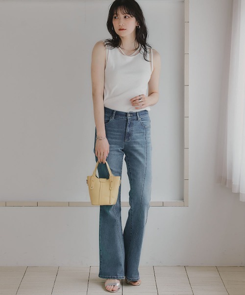 slattgir(スラットジール)の「高身長 ポイントシアータンクトップ(トールサイズ)Essenave(Tシャツ/カットソー・レディース・オフホワイト/ブラック・TM/TL/TLL/T3L/T4L/T5L)」の11枚目の写真