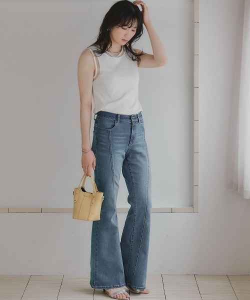 slattgir(スラットジール)の「高身長 ポイントシアータンクトップ(トールサイズ)Essenave(Tシャツ/カットソー・レディース・オフホワイト/ブラック・TM/TL/TLL/T3L/T4L/T5L)」の12枚目の写真