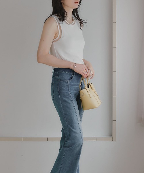 slattgir(スラットジール)の「高身長 ポイントシアータンクトップ(トールサイズ)Essenave(Tシャツ/カットソー・レディース・オフホワイト/ブラック・TM/TL/TLL/T3L/T4L/T5L)」の13枚目の写真