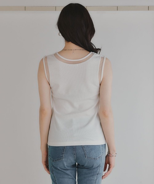 slattgir(スラットジール)の「高身長 ポイントシアータンクトップ(トールサイズ)Essenave(Tシャツ/カットソー・レディース・オフホワイト/ブラック・TM/TL/TLL/T3L/T4L/T5L)」の17枚目の写真