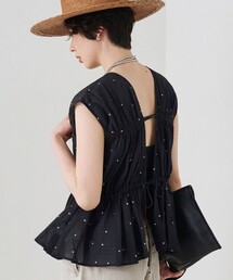 Rouge vif Anna（ルージュヴィフアンナ）の「【セットアップ対応】インドドット刺繍ペプラムブラウス（シャツ/ブラウス）」