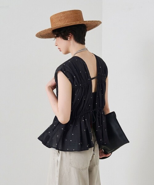 Rouge vif Anna(ルージュヴィフアンナ)の「【セットアップ対応】インドドット刺繍ペプラムブラウス(シャツ/ブラウス・レディース・ブラウン/ブラック/ブラウン系その他・フリー)」の9枚目の写真