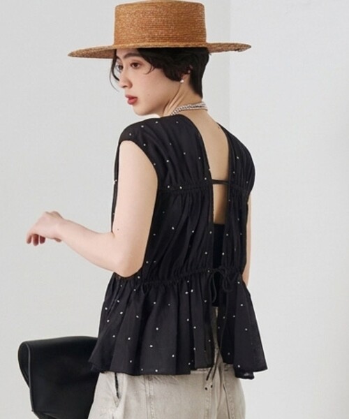 Rouge vif Anna(ルージュヴィフアンナ)の「【セットアップ対応】インドドット刺繍ペプラムブラウス(シャツ/ブラウス・レディース・ブラウン/ブラック/ブラウン系その他・フリー)」の8枚目の写真