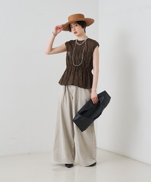 Rouge vif Anna(ルージュヴィフアンナ)の「【セットアップ対応】インドドット刺繍ペプラムブラウス(シャツ/ブラウス・レディース・ブラウン/ブラック/ブラウン系その他・フリー)」の17枚目の写真