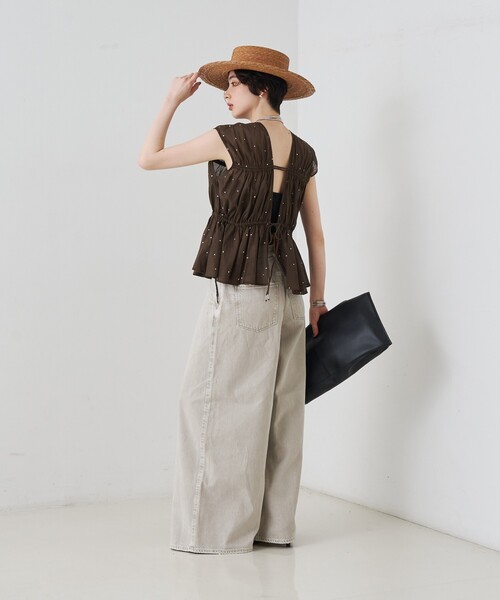 Rouge vif Anna(ルージュヴィフアンナ)の「【セットアップ対応】インドドット刺繍ペプラムブラウス(シャツ/ブラウス・レディース・ブラウン/ブラック/ブラウン系その他・フリー)」の15枚目の写真