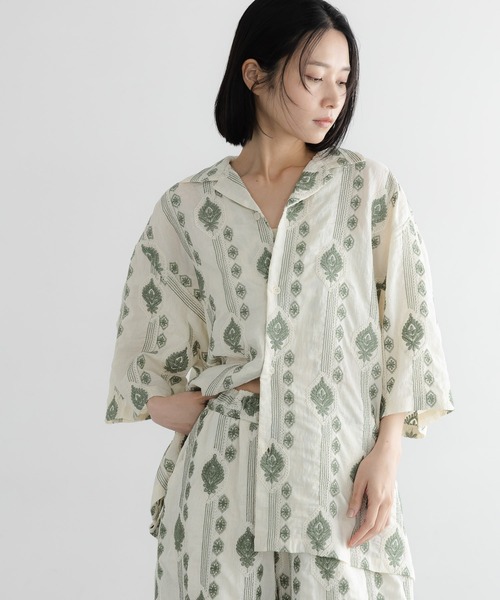 LOWRYS FARM（ローリーズファーム）の「【LFM(U)】エンブロイダリーＯＣシャツＳＳ　 761946（シャツ/ブラウス・メンズ・グリーン/ネイビー・MEDIUM/LARGE）」の14枚目の写真