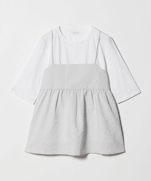 A DAY IN THE LIFE UNITED ARROWS(アデイインザライフユナイテッドアローズ)の「エンボスキャミ+Tシャツ ‐セットアイテム‐<A DAY IN THE LIFE>(Tシャツ/カットソー・レディース・ブラック/ダークブラウン/ナチュラル/グレー系・FREE)」の4枚目の写真