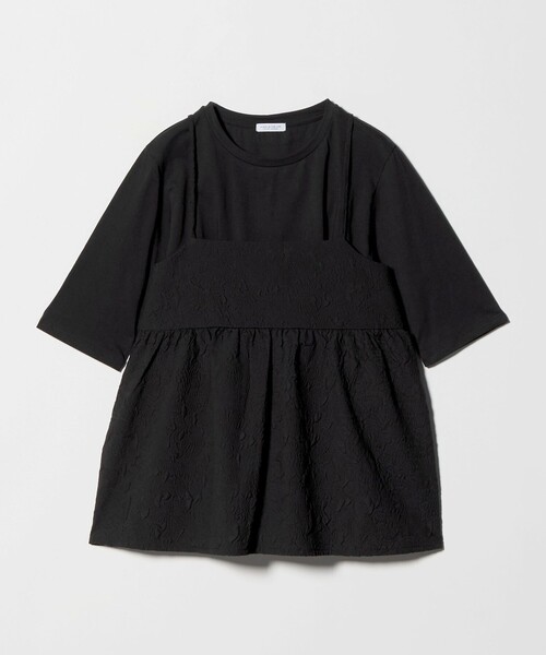 A DAY IN THE LIFE UNITED ARROWS(アデイインザライフユナイテッドアローズ)の「エンボスキャミ+Tシャツ ‐セットアイテム‐<A DAY IN THE LIFE>(Tシャツ/カットソー・レディース・ブラック/ダークブラウン/ナチュラル/グレー系・FREE)」の2枚目の写真
