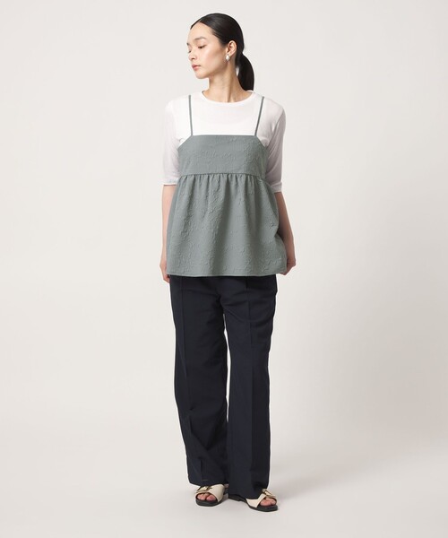 A DAY IN THE LIFE UNITED ARROWS(アデイインザライフユナイテッドアローズ)の「エンボスキャミ+Tシャツ ‐セットアイテム‐<A DAY IN THE LIFE>(Tシャツ/カットソー・レディース・ブラック/ダークブラウン/ナチュラル/グレー系・FREE)」の6枚目の写真