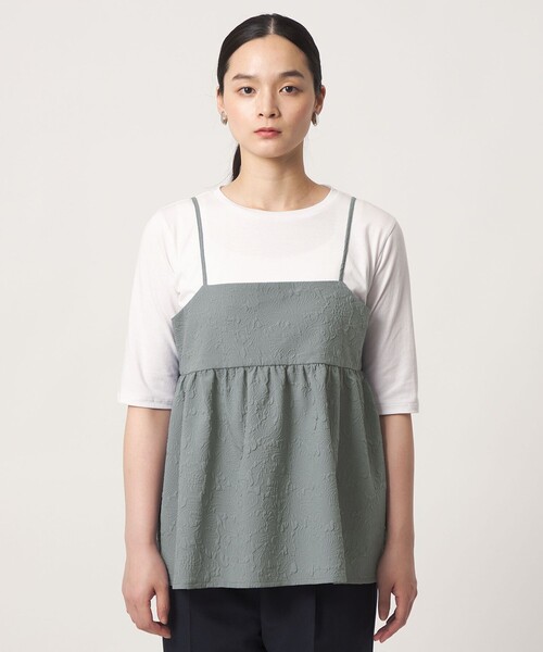 A DAY IN THE LIFE UNITED ARROWS(アデイインザライフユナイテッドアローズ)の「エンボスキャミ+Tシャツ ‐セットアイテム‐<A DAY IN THE LIFE>(Tシャツ/カットソー・レディース・ブラック/ダークブラウン/ナチュラル/グレー系・FREE)」の8枚目の写真