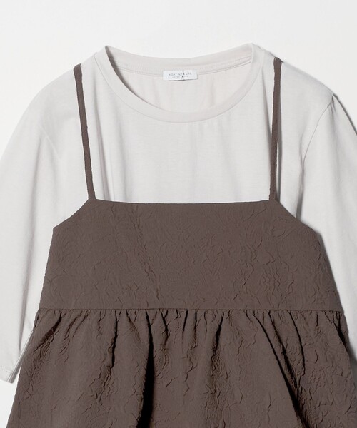 A DAY IN THE LIFE UNITED ARROWS(アデイインザライフユナイテッドアローズ)の「エンボスキャミ+Tシャツ ‐セットアイテム‐<A DAY IN THE LIFE>(Tシャツ/カットソー・レディース・ブラック/ダークブラウン/ナチュラル/グレー系・FREE)」の12枚目の写真
