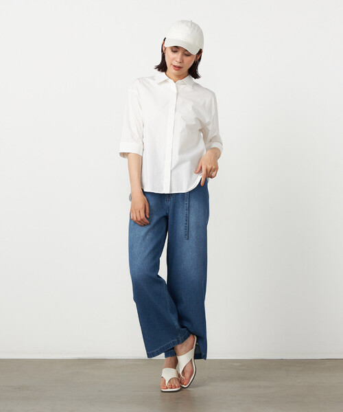 COMME CA ISM（コムサイズム）の「タイプライタｰシャツ（シャツ/ブラウス・レディース・ホワイト/サックスブルー・MEDIUM/LARGE）」の4枚目の写真