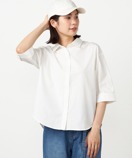 COMME CA ISM（コムサイズム）の「タイプライタｰシャツ（シャツ/ブラウス・レディース・ホワイト/サックスブルー・MEDIUM/LARGE）」の6枚目の写真