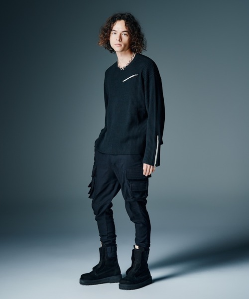 glamb(グラム)の「Zip Rib Knit / ジップリブニット(ニット/セーター・メンズ・ブラック/チャコール・M/L)」の8枚目の写真