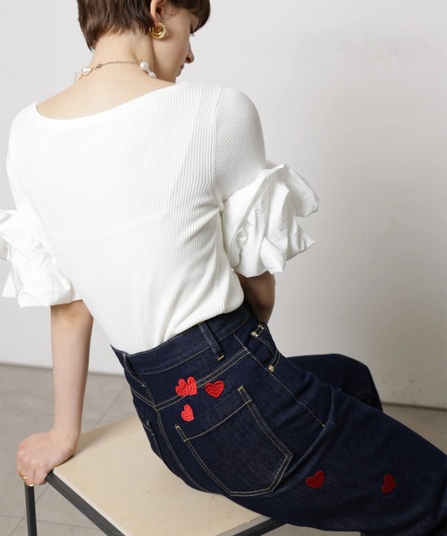 CADUNE(カデュネ)の「ハートセンタープレスデニム(その他パンツ・レディース・ブルー/ネイビー/ライトブルー・38/36/34/40)」の7枚目の写真