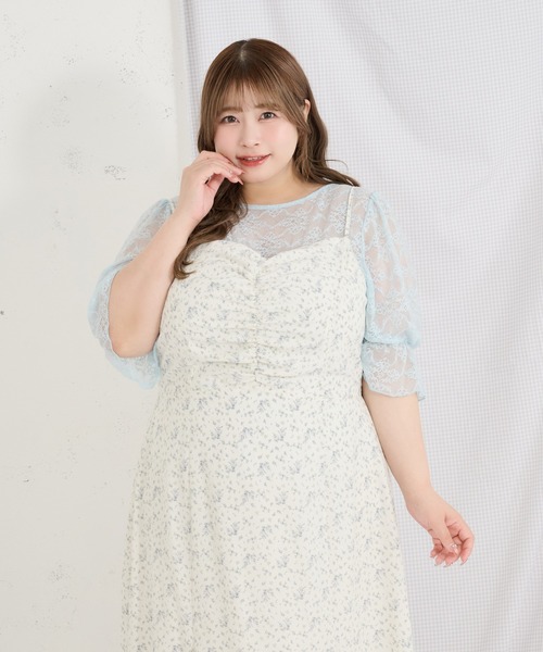 Louiosy（ルオシー）の「【Louiosy】【大きいサイズ】2wayレーストップス（シャツ/ブラウス・レディース・ブラック/ライトブルー/アイボリー・3L/4L/X-LARGE）」の7枚目の写真