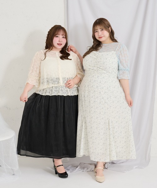 Louiosy（ルオシー）の「【Louiosy】【大きいサイズ】2wayレーストップス（シャツ/ブラウス・レディース・ブラック/ライトブルー/アイボリー・3L/4L/X-LARGE）」の10枚目の写真