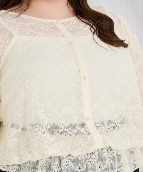 Louiosy（ルオシー）の「【Louiosy】【大きいサイズ】2wayレーストップス（シャツ/ブラウス・レディース・ブラック/ライトブルー/アイボリー・3L/4L/X-LARGE）」の4枚目の写真