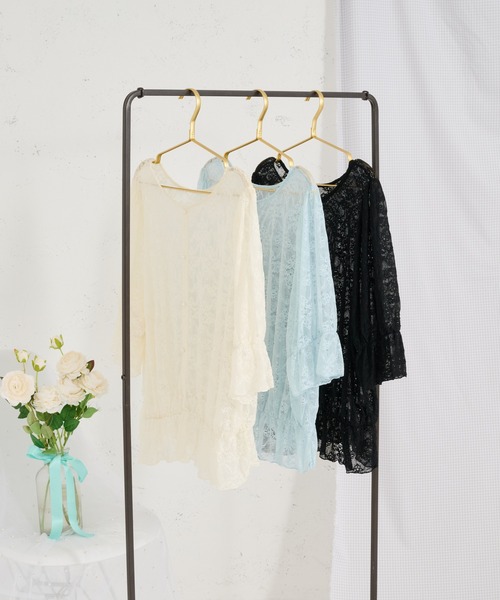 Louiosy（ルオシー）の「【Louiosy】【大きいサイズ】2wayレーストップス（シャツ/ブラウス・レディース・ブラック/ライトブルー/アイボリー・3L/4L/X-LARGE）」の11枚目の写真