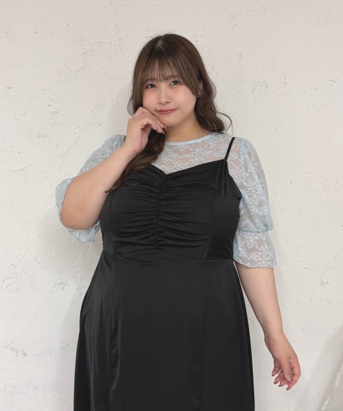 Louiosy（ルオシー）の「【Louiosy】【大きいサイズ】2wayレーストップス（シャツ/ブラウス・レディース・ブラック/ライトブルー/アイボリー・3L/4L/X-LARGE）」の14枚目の写真
