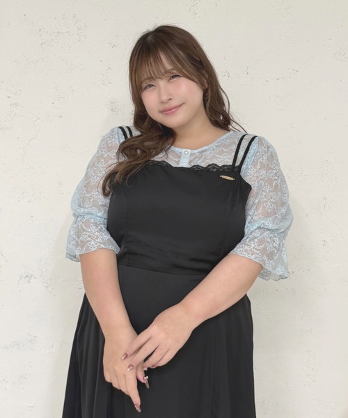 Louiosy（ルオシー）の「【Louiosy】【大きいサイズ】2wayレーストップス（シャツ/ブラウス・レディース・ブラック/ライトブルー/アイボリー・3L/4L/X-LARGE）」の12枚目の写真