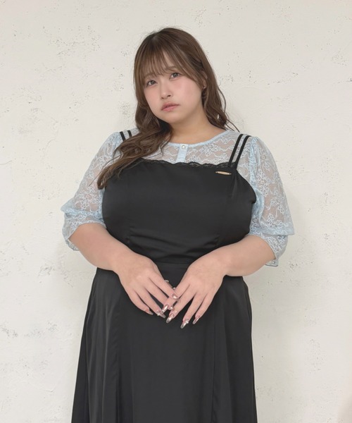 Louiosy（ルオシー）の「【Louiosy】【大きいサイズ】2wayレーストップス（シャツ/ブラウス・レディース・ブラック/ライトブルー/アイボリー・3L/4L/X-LARGE）」の18枚目の写真