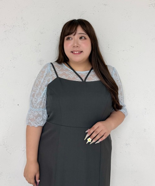 Louiosy（ルオシー）の「【Louiosy】【大きいサイズ】2wayレーストップス（シャツ/ブラウス・レディース・ブラック/ライトブルー/アイボリー・3L/4L/X-LARGE）」の19枚目の写真