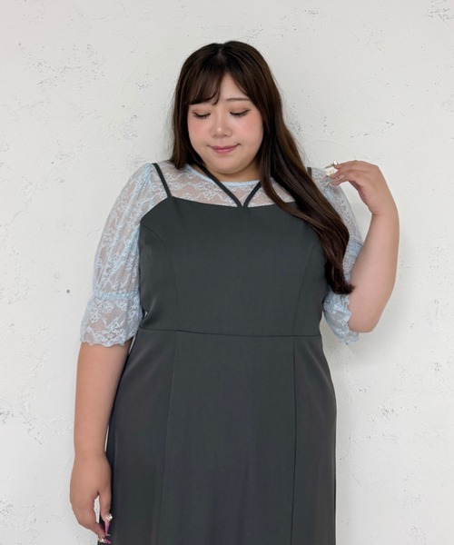 Louiosy（ルオシー）の「【Louiosy】【大きいサイズ】2wayレーストップス（シャツ/ブラウス・レディース・ブラック/ライトブルー/アイボリー・3L/4L/X-LARGE）」の22枚目の写真
