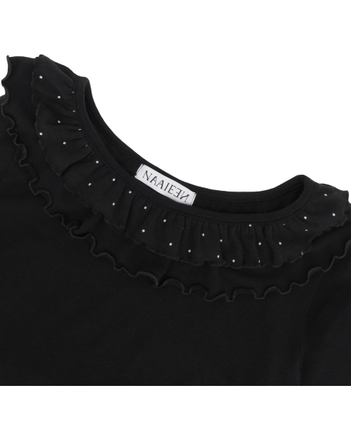 NAAIEEN(ナイエン)の「フリルネックスリムフィットロングスリーブ(Tシャツ/カットソー・レディース・ブラック・FREE)」の5枚目の写真
