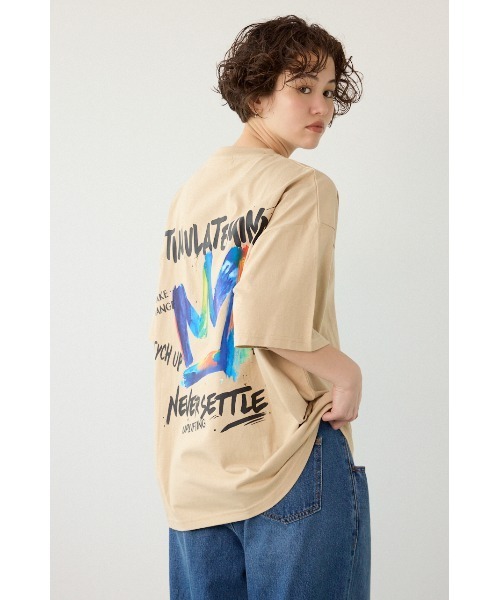 RODEO CROWNS WIDE BOWL(ロデオクラウンズワイドボウル)の「レインボーインクプリントTシャツ(Tシャツ/カットソー・レディース・ピンク/ベージュ/ブラック/オフホワイト・MEDIUM/LARGE)」の7枚目の写真