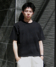 XERO（ゼロ）の「サイドヘンリーネッククロップTシャツ[ブラック]（Tシャツ/カットソー）」