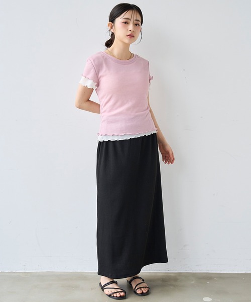 mil(ミル)の「ダブルレイヤードTシャツ【587278】(Tシャツ/カットソー・レディース・ピンク/ライム・ONE SIZE)」の17枚目の写真