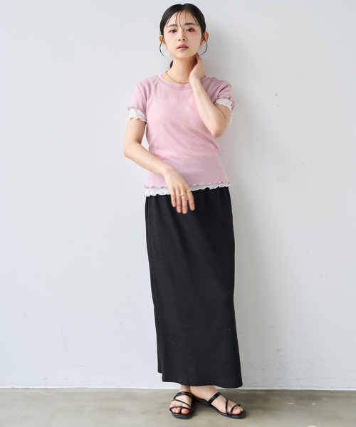 mil(ミル)の「ダブルレイヤードTシャツ【587278】(Tシャツ/カットソー・レディース・ピンク/ライム・ONE SIZE)」の14枚目の写真