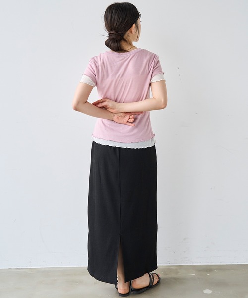 mil(ミル)の「ダブルレイヤードTシャツ【587278】(Tシャツ/カットソー・レディース・ピンク/ライム・ONE SIZE)」の18枚目の写真