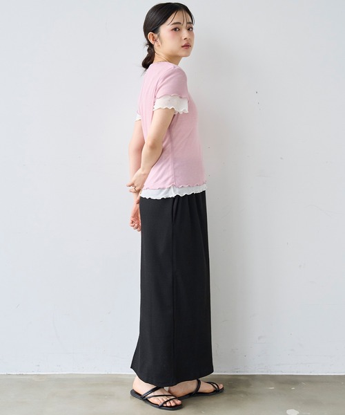 mil(ミル)の「ダブルレイヤードTシャツ【587278】(Tシャツ/カットソー・レディース・ピンク/ライム・ONE SIZE)」の15枚目の写真