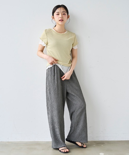 mil(ミル)の「ダブルレイヤードTシャツ【587278】(Tシャツ/カットソー・レディース・ピンク/ライム・ONE SIZE)」の10枚目の写真