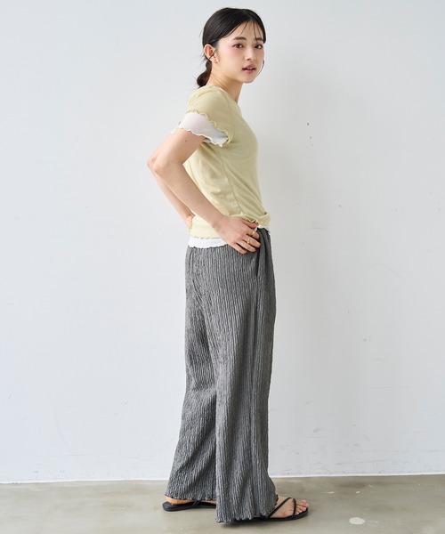 mil(ミル)の「ダブルレイヤードTシャツ【587278】(Tシャツ/カットソー・レディース・ピンク/ライム・ONE SIZE)」の11枚目の写真