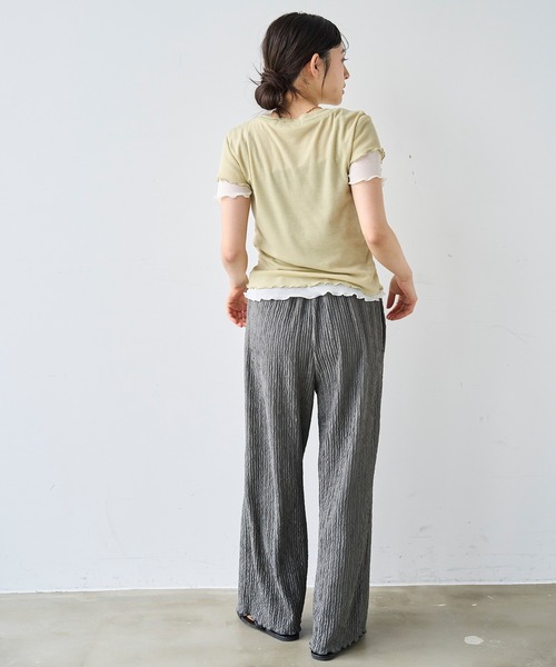 mil(ミル)の「ダブルレイヤードTシャツ【587278】(Tシャツ/カットソー・レディース・ピンク/ライム・ONE SIZE)」の13枚目の写真