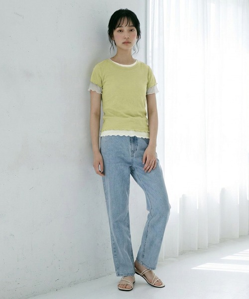 mil(ミル)の「ダブルレイヤードTシャツ【587278】(Tシャツ/カットソー・レディース・ピンク/ライム・ONE SIZE)」の8枚目の写真