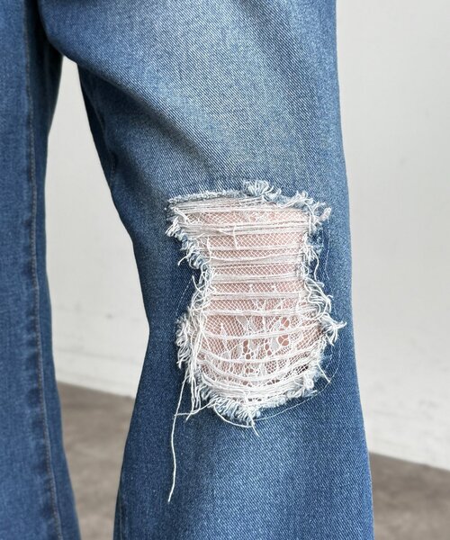 CPCM(シーピーシーエム)の「ダメージレースデニムパンツ(その他パンツ・レディース・ネイビー/サックスブルー/ブラック・PS/FREE)」の16枚目の写真