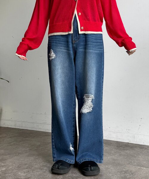 CPCM(シーピーシーエム)の「ダメージレースデニムパンツ(その他パンツ・レディース・ネイビー/サックスブルー/ブラック・PS/FREE)」の19枚目の写真