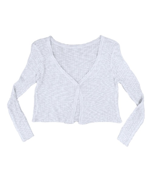 FOLLOWIN(フォロウィン)の「【5COLOR】シアーリブVネックショートカーディガン(カーディガン/ボレロ・レディース・グレー/ホワイト/ブラック/ブルー/アイボリー・FREE)」の6枚目の写真