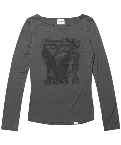 NOMANUAL(NOMANUAL)の「RAW SKETCHED LONG SLEEVE TEE - CHARCOAL(Tシャツ/カットソー・レディース・その他・LARGE/SMALL/MEDIUM)」の3枚目の写真