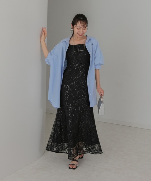 Leja(レジャ)の「【LEJA】オーガンジーフリルボレロスパンコールマーメイドワンピースドレス2点セット美脚効果結婚式 パーティードレス 成人式 二次会 同窓会 お呼ばれ オケージョン 20代 30代(ドレス・レディース・モカ/ブラック・SMALL/MEDIUM)」の15枚目の写真