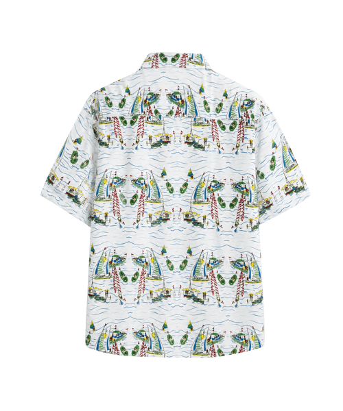 THESHIRTHOUSE（ザシャツハウス）の「ハワイアンシャツ カプリ ヨットクラブ ホワイト メンズ レディース（シャツ/ブラウス・メンズ・ホワイト・1/2/3）」の2枚目の写真