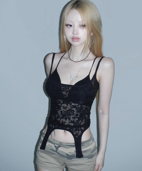 THEAIRTOWN(ジエアタウン)の「kyloser see-through top(キャミソール・レディース・ブラック/ホワイト・FREE)」の2枚目の写真