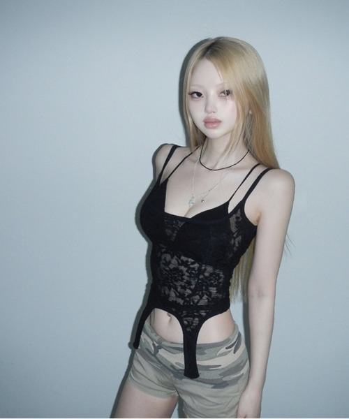 THEAIRTOWN(ジエアタウン)の「kyloser see-through top(キャミソール・レディース・ブラック/ホワイト・FREE)」の8枚目の写真